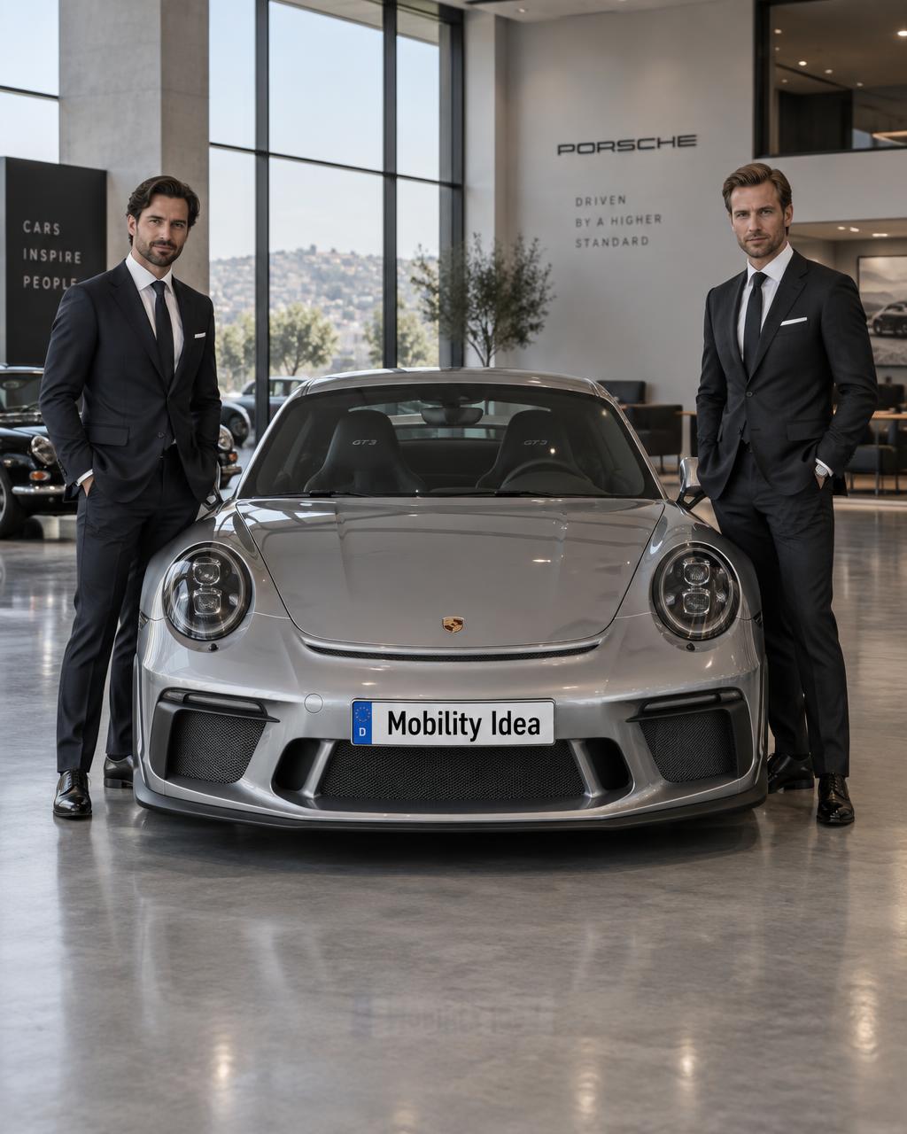 Equipo de Mobility Idea junto a un Porsche GT3 Touring